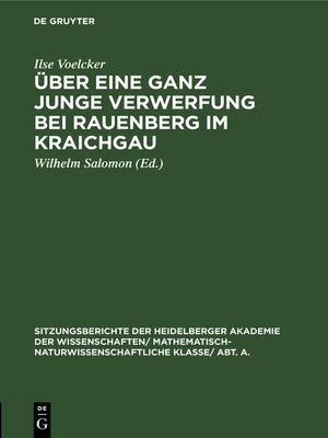 cover image of Über eine ganz junge Verwerfung bei Rauenberg im Kraichgau
